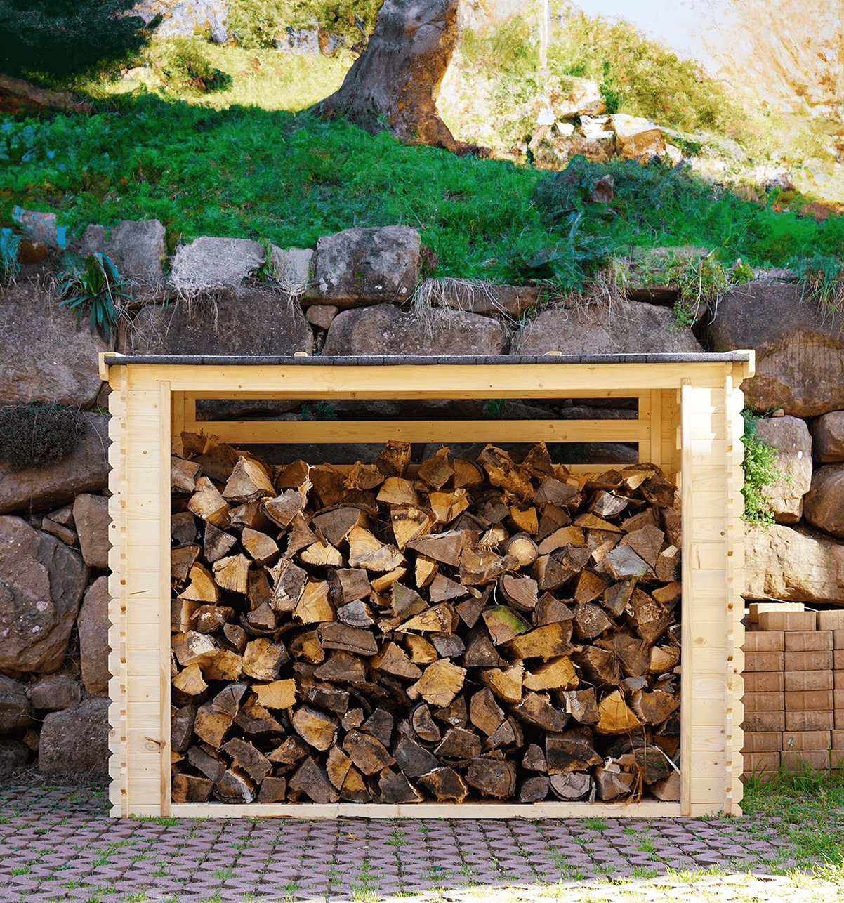 SOLID Abri de jardin bois - Avec abri-bûche de 50cm - 10m² pas