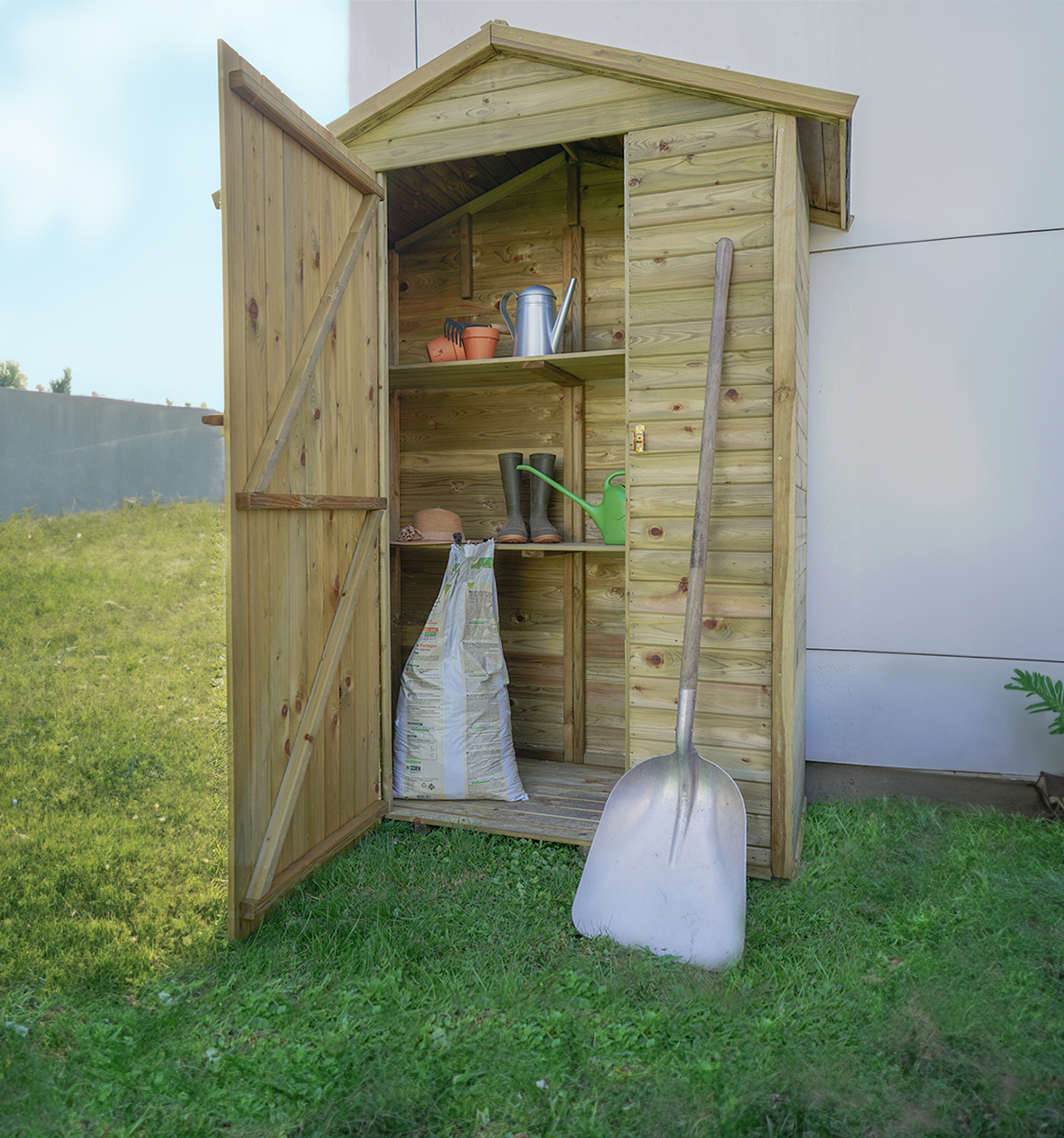 Coffre de jardin : armoire double en bois Jardipolys